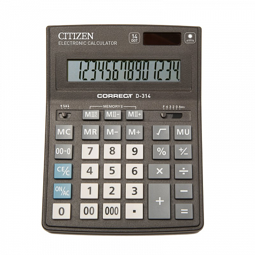 Калькулятор CITIZEN Correct D-314 черный 14-разрядный - канцтовары в Минске